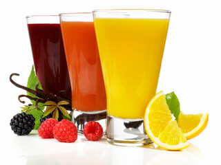 Fresh Fruit Juice on white Background - Isolated
