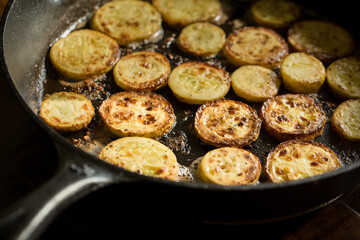 Summer squash in cast iron pan