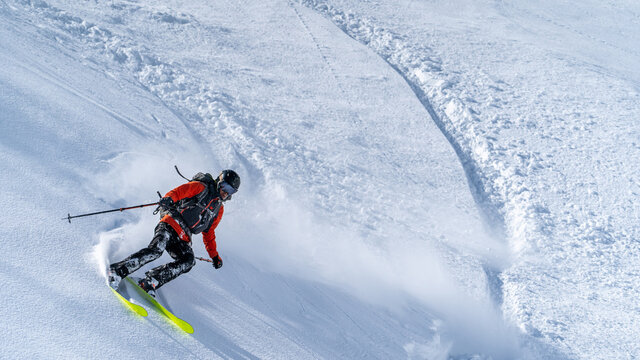 skiing deep snow