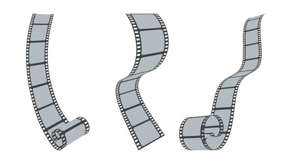 Fototapeta premium Film strips collection. Retro photo and movie film roll vector set for cinema design. Movie production with realistic blank negative film frames with different shape for your element design or text.