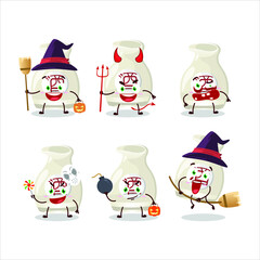 Halloween expression emoticons with cartoon character of sake drink. Vector illustration
