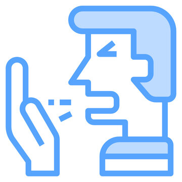 blue person sneezing, hand covering mouth clip art preview