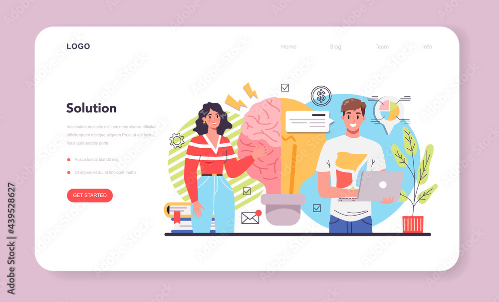 Poster solution web banner or landing page. solving the problem
