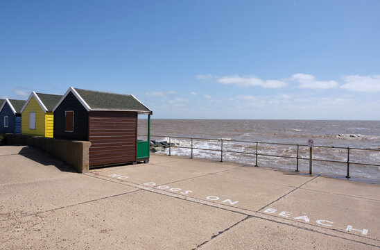 "No dogs on beach" sign at the seafront. Southwold, Suffolk, UK.