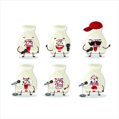 A Cute Cartoon design concept of sake drink singing a famous song. Vector illustration