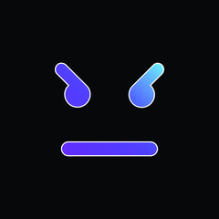 Angry Emoticon Square Face blue gradient vector icon