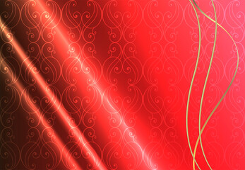 Luxury vector background. Vintage pattern on a red background with gold lines.