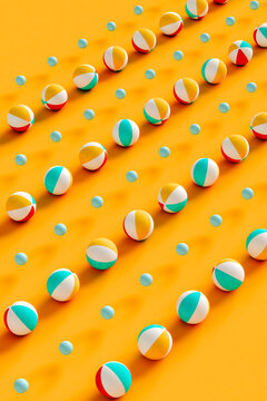 Beach balls on orange background
