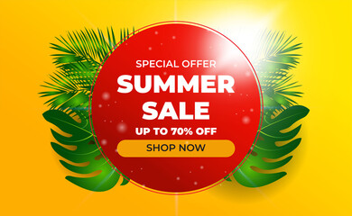 summer sale banner sale with orange background