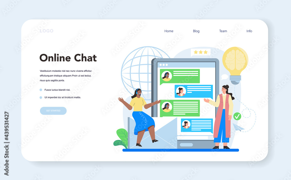 Sticker call center or technical support web banner or landing page