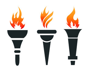 torch Collection Black design with flame illustration with Background White