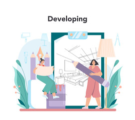 Professional decorator concept. Designer planning the design