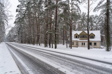 House Near To The Road At Winter