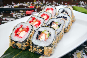 Sushi set, Japanese food, roll, Fresh and delicious sushi Japanese food.Image of Japanese food