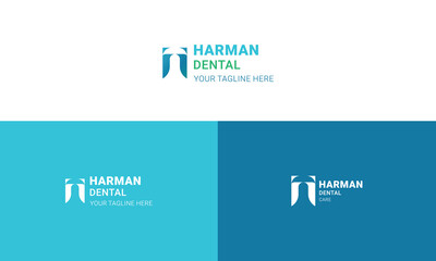 Harman Dental Logo Design. Creative Dentist Logo. Dental  Care Logo Design Creative Company Vector Logo Template.