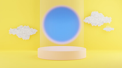 cylinder podium with abstract background,clouds sky for product display