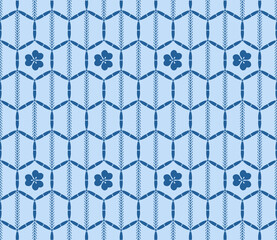 Fototapeta premium Japanese Hexagon Flower Bud Vector Seamless Pattern