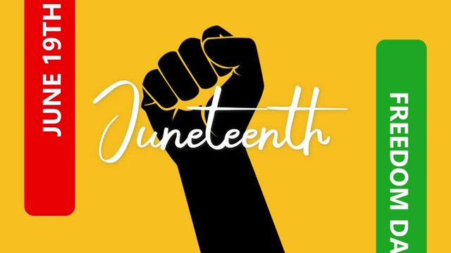 Juneteenth freedom day or liberation day animated 4k footage with the fist icon