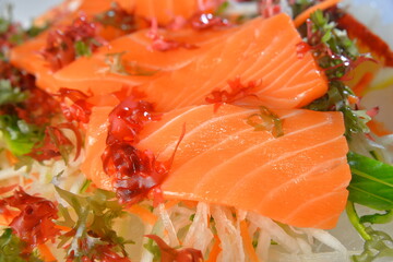 Japanese food sashimi macro closeup view