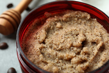 Skin care cosmetic scrub concept, close up