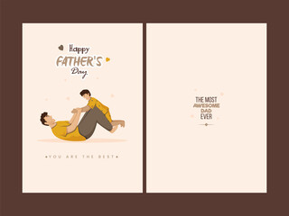 Happy Father's Day Greeting Card With Space For Text On Brown Background.