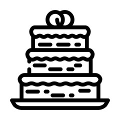 cake wedding dessert line icon vector. cake wedding dessert sign. isolated contour symbol black illustration