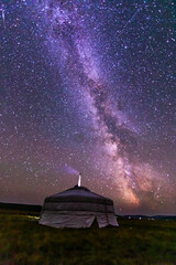 milkyway over a yurt in Mongolian countryside