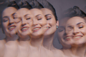 Smiling woman multi exposure portrait 