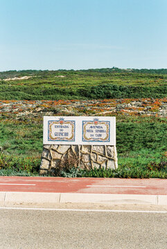Sign with street names in the nature