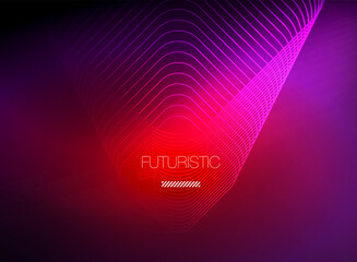 Neon color square shape lines abstract background. Shiny magic energy and motion concept, vector abstract wallpaper background