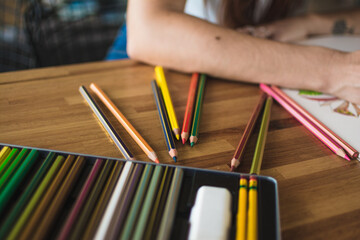 Art supplies for coloring close up