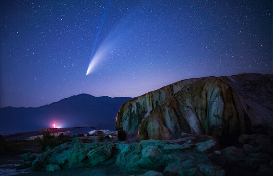 Comet NEOWISE over Travertine Hot Springs