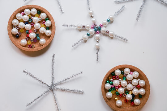 children snowflake craft project ornament