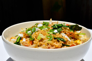 home made fried rice with copy space