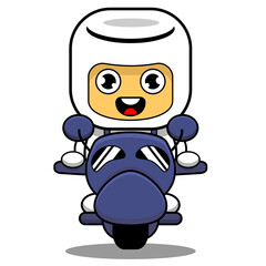 Fototapeta premium Marshmallow mascot character cartoon illustration riding a motorcycle