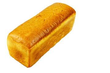 A loaf of white bread on a white background