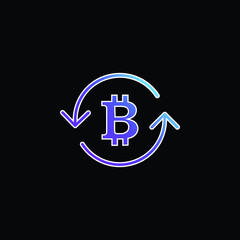 Bitcoin Symbol Inside Circulating Arrows blue gradient vector icon
