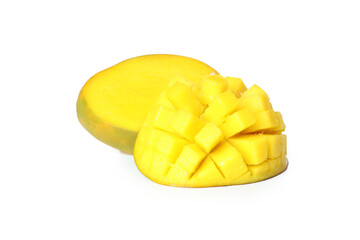 Ripe mango fruit isolated on white background