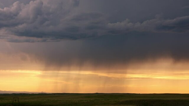 Lighting striking the ground from rain storm moving over the plains in South Dakota.