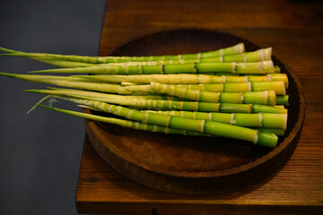 Close-up fresh ingredients, bamboo shoots. Used to make dishes