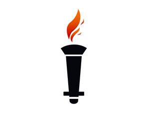 torch game illustration design Flaming abstract with White Background
