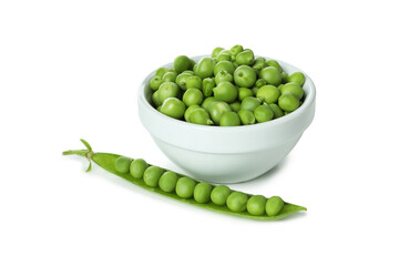 Fresh green pea isolated on white background