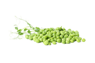 Green pea seeds isolated on white background