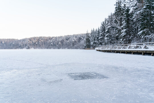 Ice-Hole At Frozen Lake