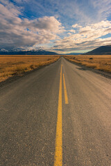Fototapeta na wymiar Beautiful and clean highway. The stunning autumn natural scenery of South America.