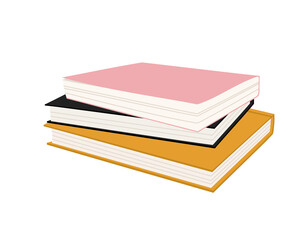 Vector illustration of different stacks of books. Hand-drawn set, in flat style. The concept of objects for learning, reading. School tools. Suitable for book shops, a publishing houses.