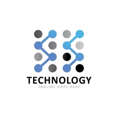 Set of abstract digital technology logo.