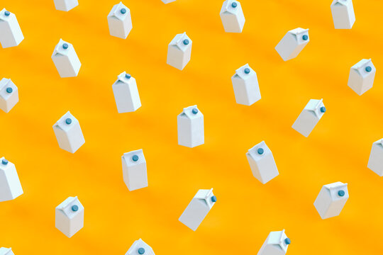 blue packaging containers on orange background - different positions