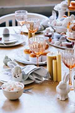 Easter decorated dessert table.