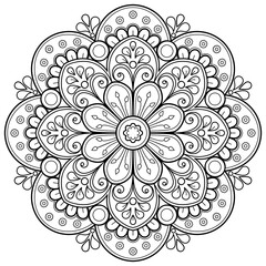 	Mandala coloring book. wallpaper design art. tile pattern, greeting card, sticker, lace pattern and tattoo. hand drawn mandala. illustration ethnic oriental circle ornament. white background